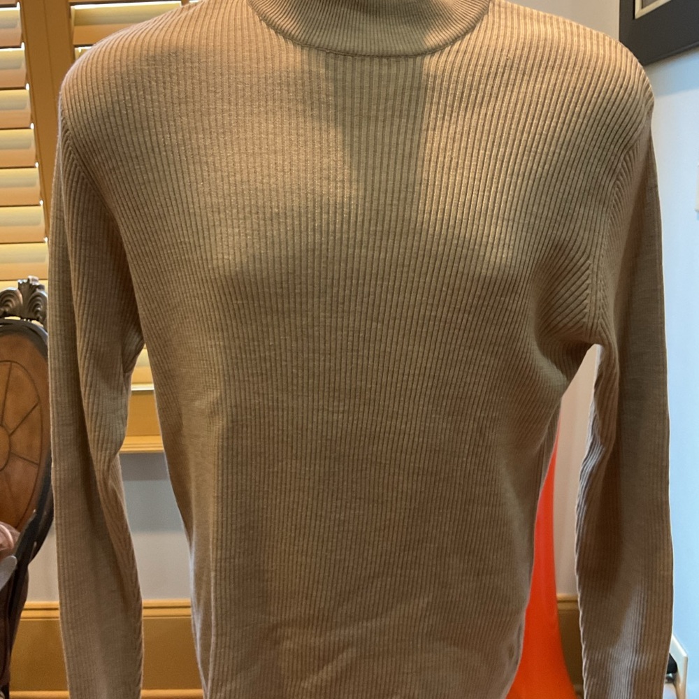 Perry Ellis Men’s silk/cotton Tan xTurtleneck  Sweater Classic Knit